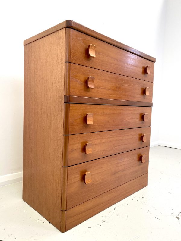 1960s Teak 5 Drawer Tall Boy