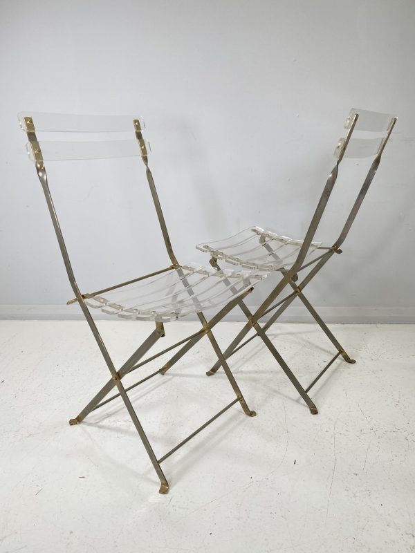 Vintage Lucite and Metal Folding Chairs