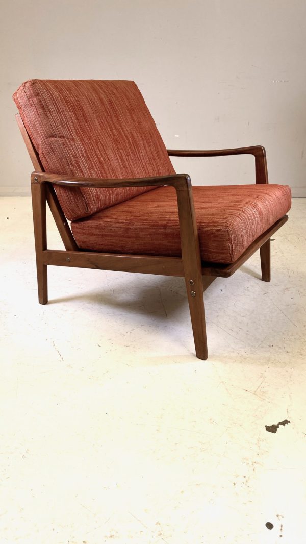 Mid Century Walnut Frame Armchair