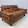Vintage Compact Danish Tan Leather Sofa