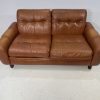 Vintage Compact Danish Tan Leather Sofa - Image 8