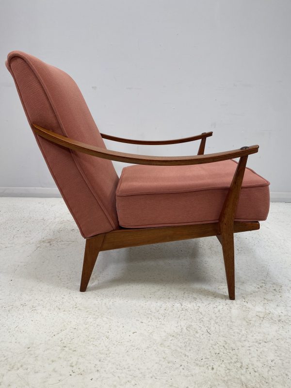 Danish Teak and Coral Pink Armchair