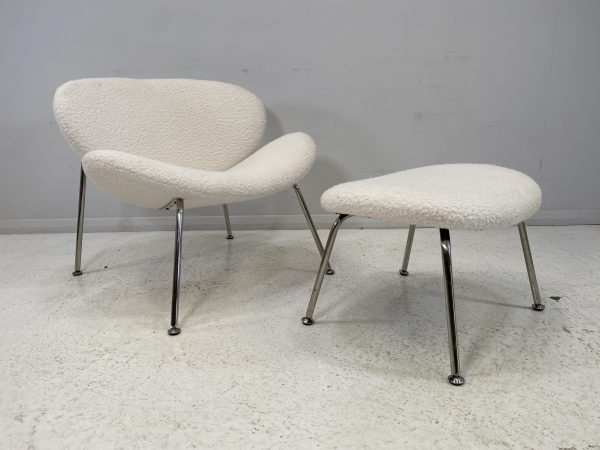 Orange Slice Chair and Footstool in the Style of Pierre Paulin