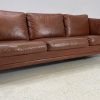 Danish 3 Seater Brown Leather Sofa - Image 5