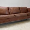 Danish 3 Seater Brown Leather Sofa - Image 6