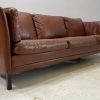 Danish 3 Seater Brown Leather Sofa - Image 7