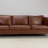 Danish 3 Seater Brown Leather Sofa - Image 8