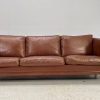 Danish 3 Seater Brown Leather Sofa