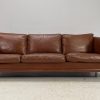 Danish 3 Seater Brown Leather Sofa - Image 2