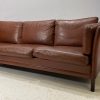 Danish 3 Seater Brown Leather Sofa - Image 3