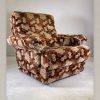 Vintage Retro Honeycomb Velor Fabric Lounge Chair