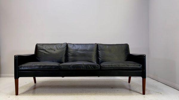 Kurt Østervig Danish Black Leather Sofa For Centrum Møbler