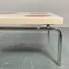 Retro Heavy Duty White Coffee Table with Red Glass Inserts - Image 4